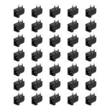 40pcs DC5521 Power Jack, 30V 0.5A 9x14.2x15mm 3 Pin, Black