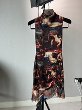 Renaissance Botticelli Y2K Fantasy Mesh Ruched Mini Dress Operacore