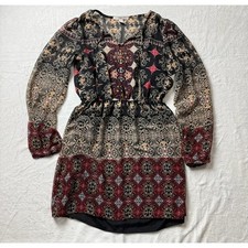 Forever 21 Medium Long Sleeve Boho Grunge Mini Dress Artsy Retro