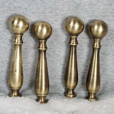 4 Vintage Brass Fireplace Poker Finials 6'' long. Great Condition Heavy