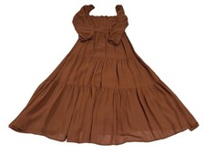 Reformation Kellie Long Sleeve Maxi Dress Cinnamon Brown Smocked Women’s Size 6
