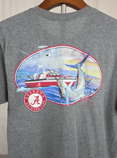 Alabama Crimson Tide Gray S/S T-Shirt Sz Medium Guy Harvey Marlin Fishing NCAA