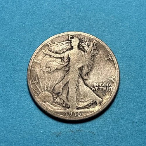 (1) Beautiful Antique 1916-D Walking Liberty Half Dollar VG-VERY GOOD