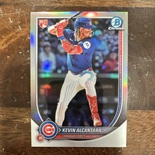 BOWMAN CHROME 2025 KEVIN ALCANTARA ROOKIE CHICAGO CUBS #44 BASEBALL CARD. rookie card picture