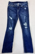 True Religion Billie Jeans Womens Size 31 Mid Rise Boot Cut Dark Wash Denim