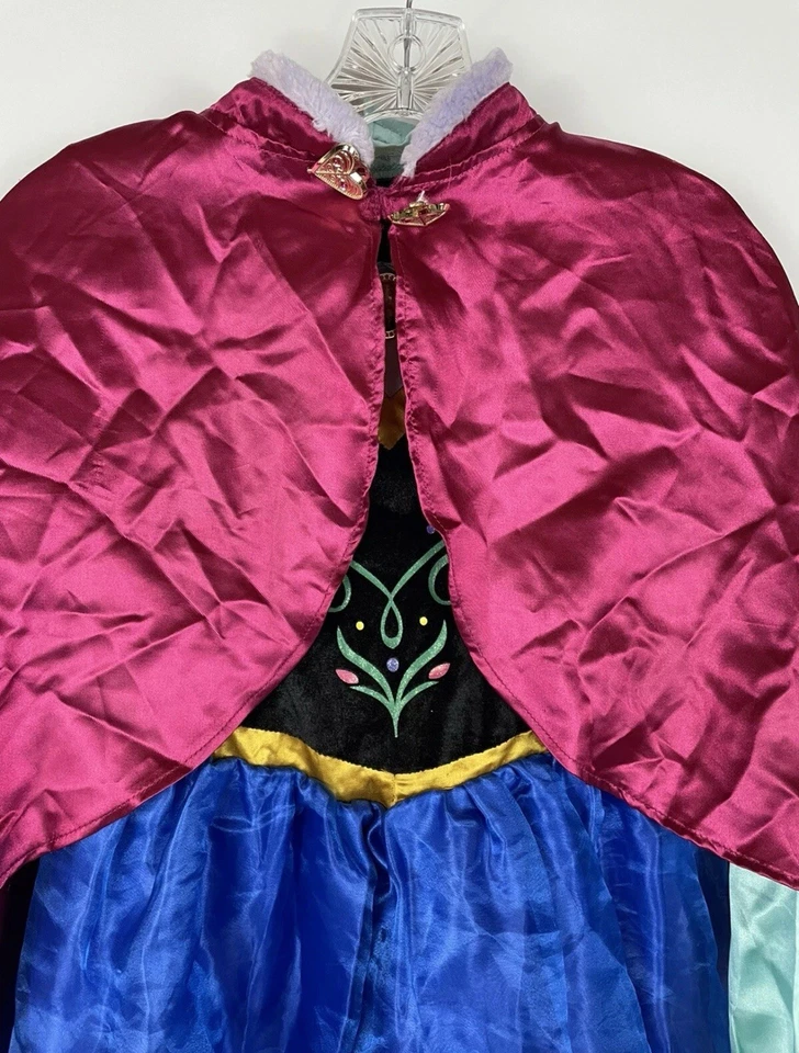Disney Princesa Anna Vestido Clásico Talla 9/10 Disfraz Frozen Capa Vestir Azul Foto 2 de 4