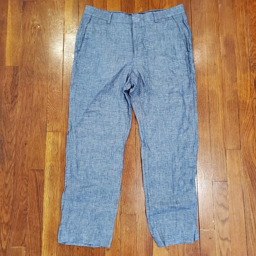 Murano Dress Pants Mens 32x30 Blue Baird McNutt Linen Slim Lightweight Casual - Picture 4 of 12