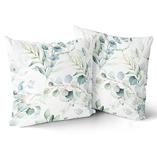 Frühling Kissenbezüge 18x18 2er Set, 18" x 18" (2er Pack) Salbeigrün Blatt - Bild 2 von 7
