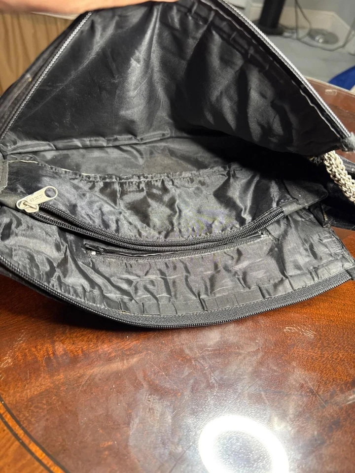 Chanel Black Suede Quilted Chain Strap Shoulder Bag  Zipper/Pockets        27-87 - Image 4 of 4