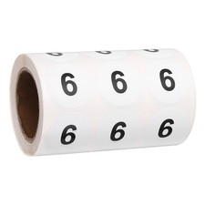 1.2" Small Round Number Stickers Roll, 1000 Pcs Circle Labels, Black Number 6