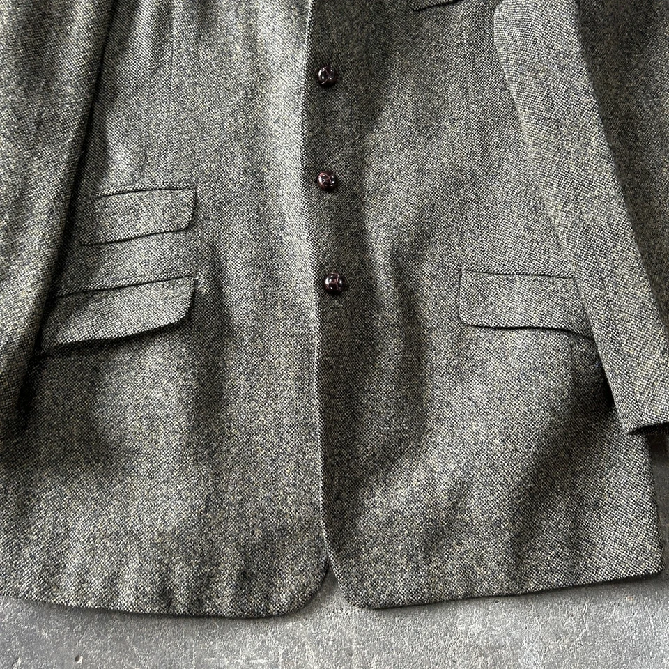 Vintage 60s Harris Tweed Blazer Jacket Mens 48 Green Brown Wool Alexandre - Image 3 of 4