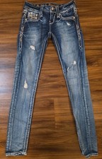  180 Buckle Rock Revival Jeans "Charon" Phoenix Stitch Skinny 24 X 28