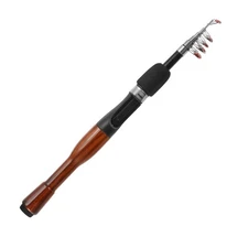 Telescopic Fishing Rod 1.3 m Carbon Fiber Mini Fishing Pole Black & Wood Color