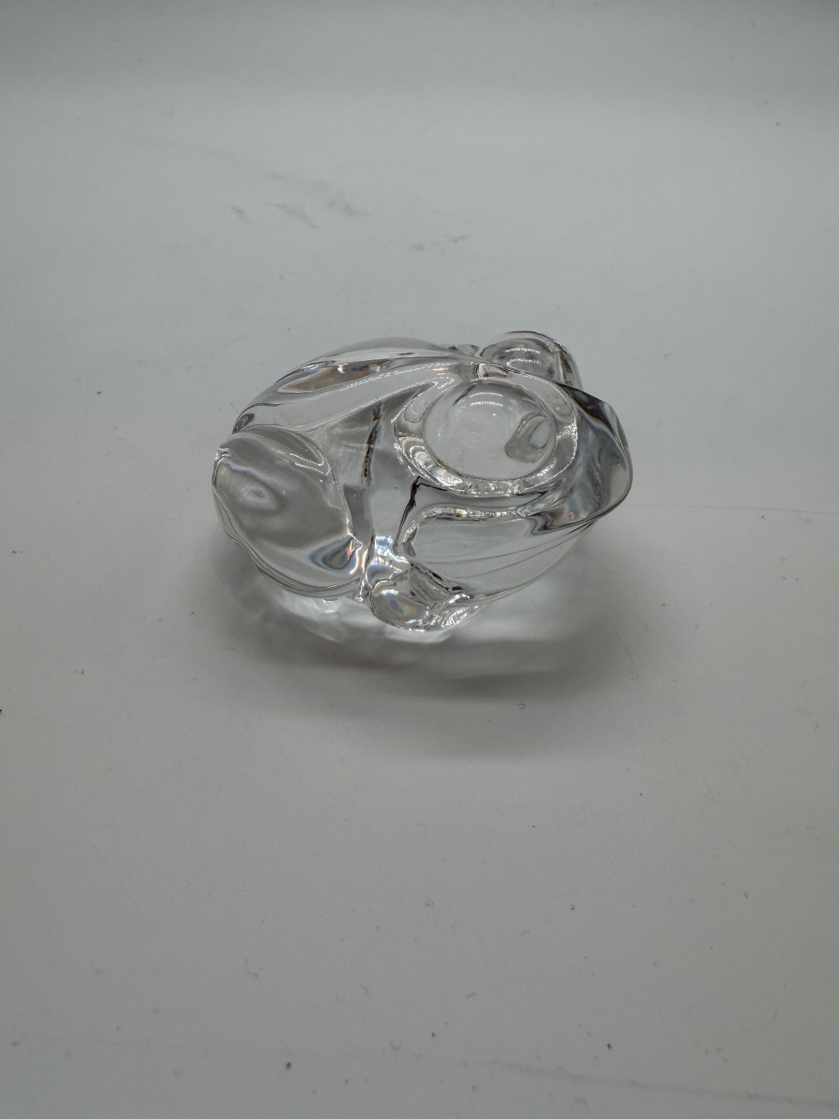 Steuben Clear Crystal Lloyd Atkins Design Frog Hand Cooler Paperweight Figurine
