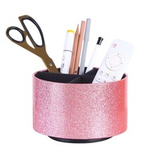 Remote Holder, PU Leather 360 Degree Rotating Desktop Organizer with 4 Compar...