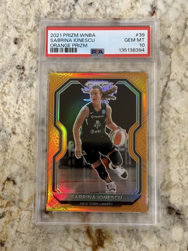 2021 WNBA Prizm Sabrina Ionescu Orange /50 PSA 10 - 2nd Year New York Liberty
