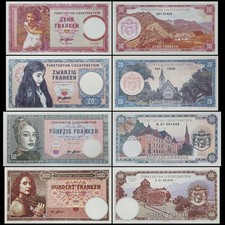Liechtenstein Set 4 Pcs, 10 20 50 100, 2018-2020 Fantasy Note, Beautiful Girl