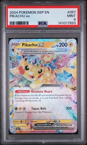 2024 POKEMON SSP EN-SURGING SPARKS #057 PIKACHU EX PSA 9