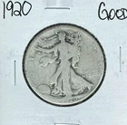 1920-P WALKING LIBERTY SILVER HALF DOLLAR ~ GOOD   ~NICE COIN ~90% SILVER