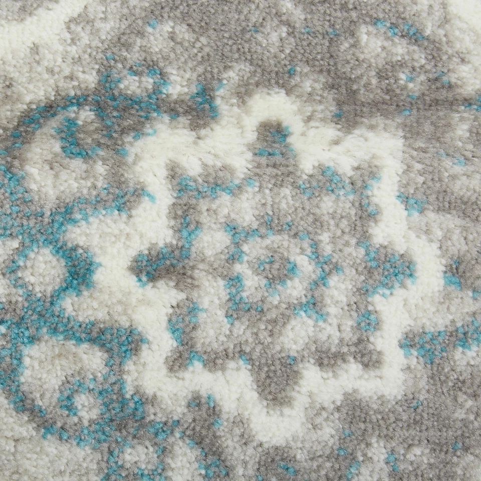 Boho Celeste Transitional Damask Area Rug, Grey/Blue, 1'6"x7'2" - Image 3 of 4