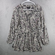 Torrid Womens Floral Butterfly Babydoll Blouse Pink Black Peplum Top Size 00