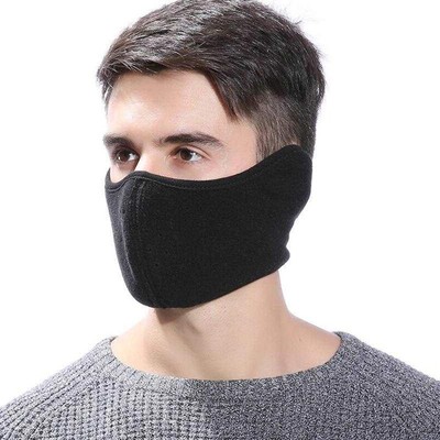 Mens Winter Warm Windproof Mask - Thick Dustproof Breathable Mouth Cover Black