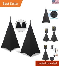 DJ Speaker Stand Scrim Covers in Black - Quick Setup  Easy Storage - 2 Pack