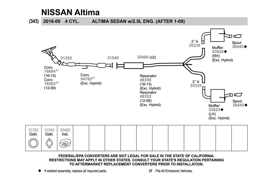 For Nissan Altima 09-18 Exhaust Muffler and Pipe Assembly Quiet-Flow Stainless Foto 3 de 4