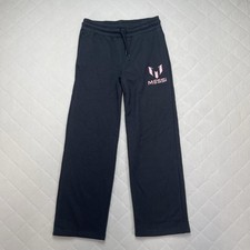 Messi Collection Sweatpants Kids 7/8 Black Fleece Soccer Logo Elastic Waist