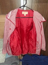 Michael Kors Red Rain Coat, Size Small