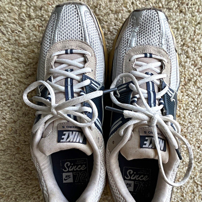 Nike Men s Low Top Athletic Sneakers Mesh Lace Up Rubber Outsole White/Gray/Navy