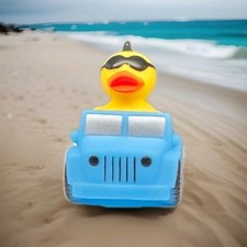 Rubber Duck Dash Ornament, Collectible Duck, RARE Duck In BLUE w sunglass, Jeep