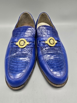 Mens Stacy Adams Blue Snakeskin Dress Shoes Slip On Classy 
