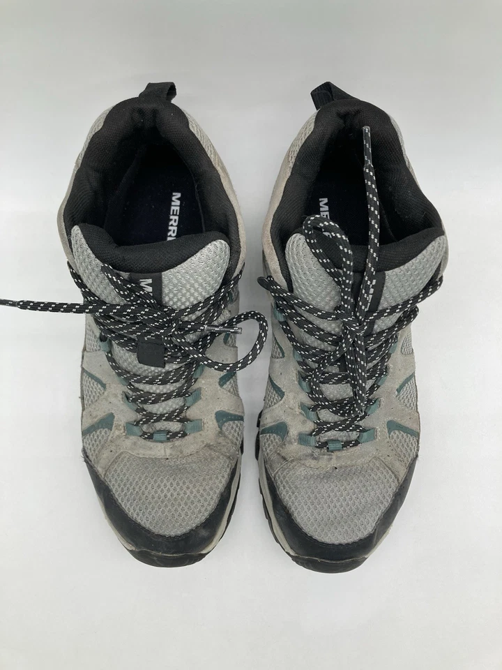 Merrell Men’s Size 10 Oakcreek Mid Waterproof Gray & Blue Hiking Boots - Image 3 of 4