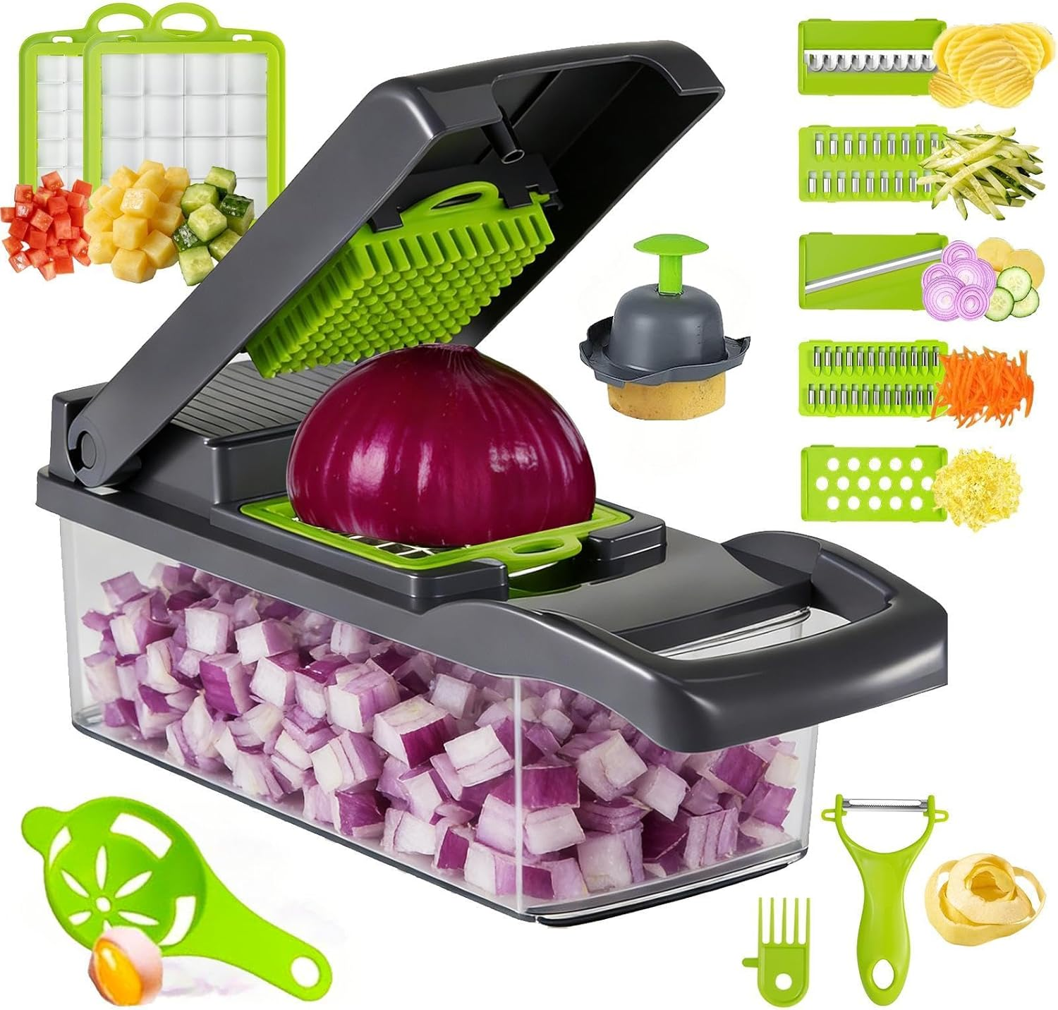 15-in-1 Vegetable Chopper, Kitchen Gadgets with 8 Blades, Food,Veggie, Onion Cho