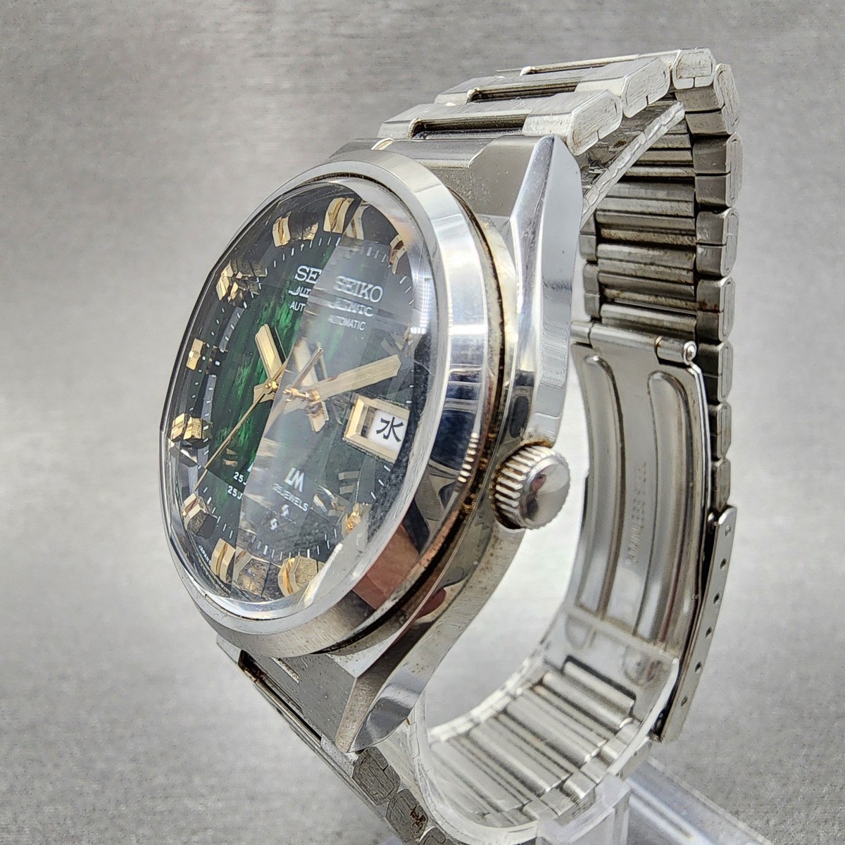 Seiko Lord Matic Watch Men 36mm Green Dial Silver Tone Daydaye