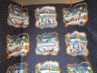 Christmas WINTER  SCENES  24"X44"  6 DIFFERENT SCENES  cotton fabric panel   VTG