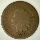 1870 Indian Head Bronze One Cent Circulated 1c US Type Coin Good Condition Coin