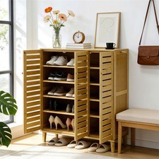 Large Capacity Shoe Cabinet 6-Tier Farmhouse Shoe Storage Organizer with Doors
