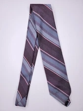 Strawbridge Clothier Mens Formal Necktie 55"Lx3"W Gray/Mulberry Neck Tie