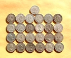 LOT OF 25 CANADA SILVER DIMES ~ GEORGE VI AND ELIZABETH II ~ APPROX. 1.5 OUNCES