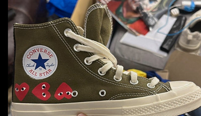 Converse Chuck Taylor All Star High Top Green Canvas Lace-Up Heart Sneakers