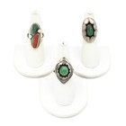 Southwest Sterling Turquoise Red Coral Shadow Box 5.75-7 Rings Lot of 5 #S5319-1 — photo 3