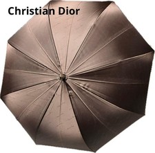 Christian Dior Long Umbrella Logo Brown Fashion Accessory Vintage Ready