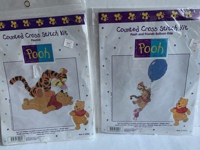 Lot of 2 Pooh Counted Cross Stitch Kits Bounce and Pooh & Friends Balloon Ride