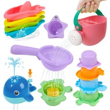 Mold Free Bath Toys, 11PCS Safe Easy Clean Fun Floating Boats Spoon W...