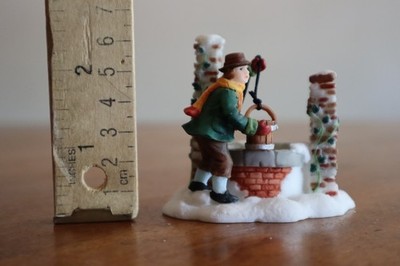 O'Well Christmas Village Figurine Resin Man Fetching Well Water Bucket Pail 2.5''