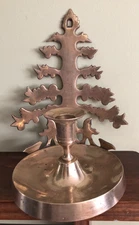 Brass Christmas Tree Candle Holder Holiday MCM Boho 8" x 6"