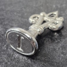 Elegant Metal Silver Tone Ornate Wax Seal Envelope Stamp "I"