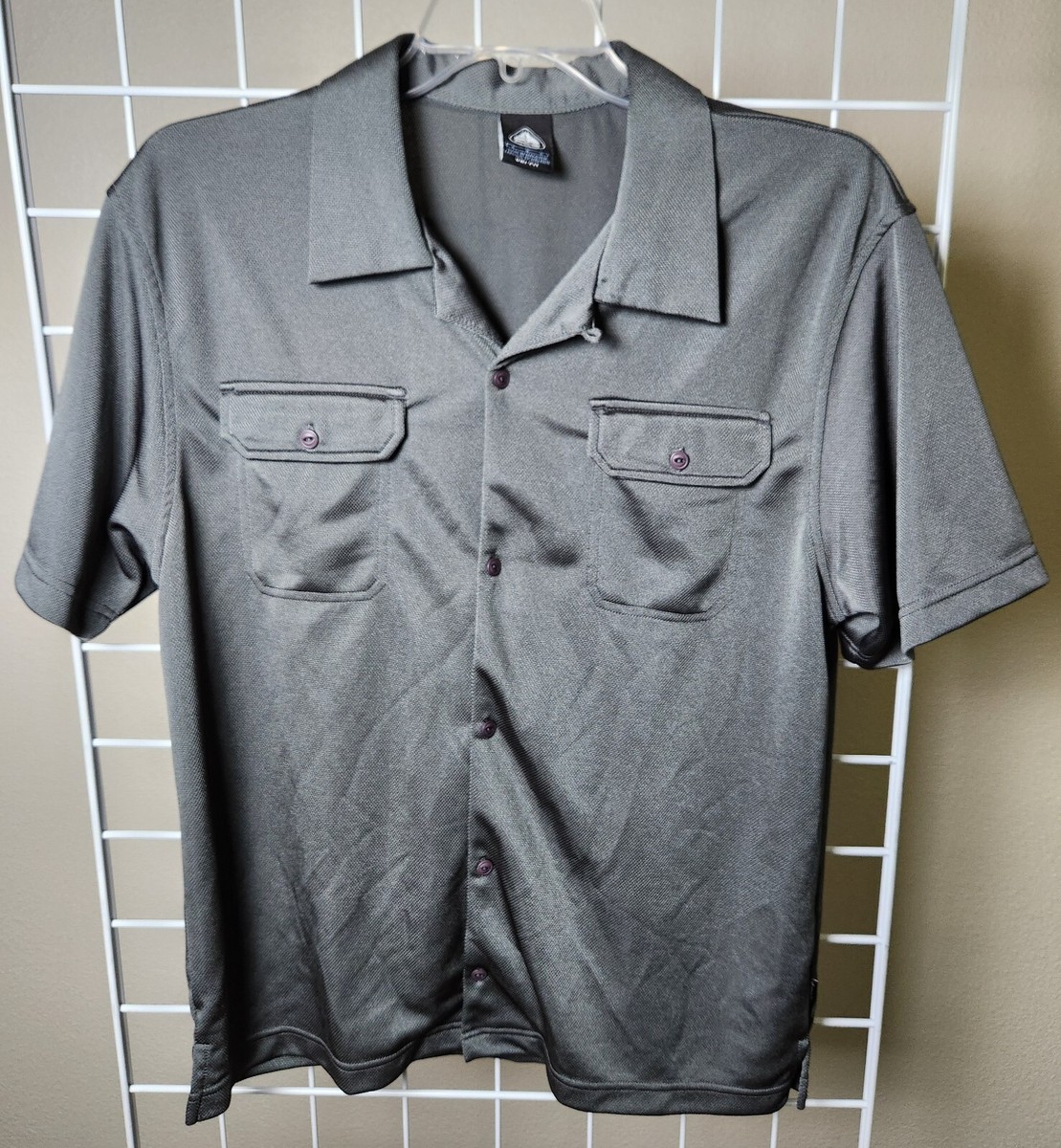 Nike ACG Button Up Shirt Mens Lg Gray Front Button Outdoor Dri Fit